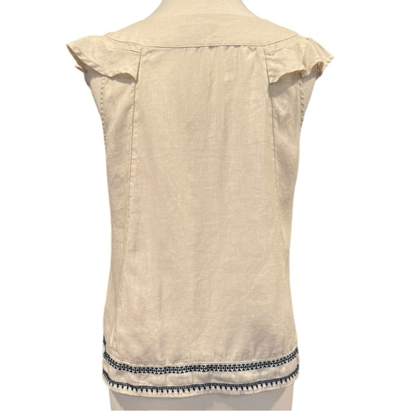 J. Crew Point Sur Linen Embroidered Tank Flutter Sleeves Boho Coastal Cowgirl XS - Picture 4 of 13